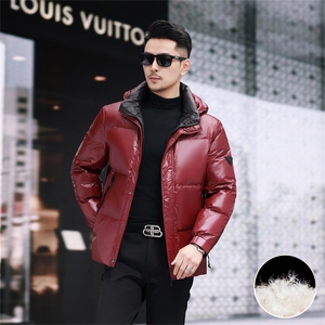 新款防水90绒黑金羽绒服外套男士秋冬季时尚休闲拆卸帽羽绒服大衣图片