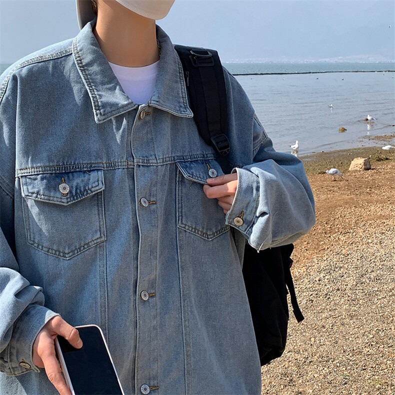 牛仔外套男韩版潮流高街帅气2024春秋新款ins宽松夹克W4715-P55,男装夹克,星座412