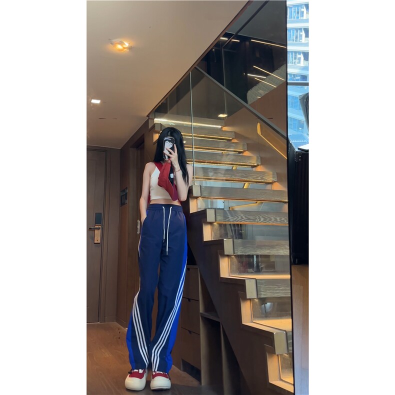 抖音品质运潮流动条纹拼色透气宽松休闲裤B315-K24210-特p35控68,男装休闲裤,电商B315