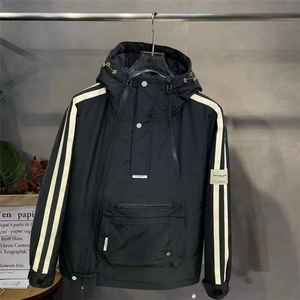 春季潮休闲连帽冲锋衣夹克秋季男宽松潮牌百搭工装外套WT08 P68图片