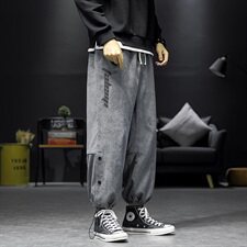 2021新款沙发灯芯绒黑色休闲宽松运动裤A061-K1859-P45控价65，男装休闲裤，电商A061