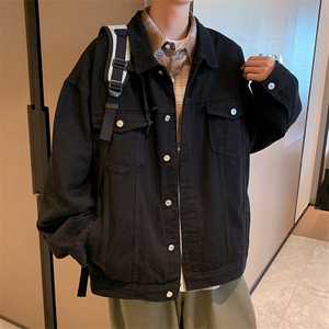 秋冬新款纯色宽松休闲男女同款潮流牛仔外套JK56 P70图片