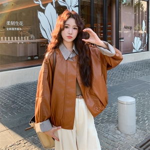 【新款现货】数据好pu皮拼格子衬衫外套-103-F0106-P170控278图片