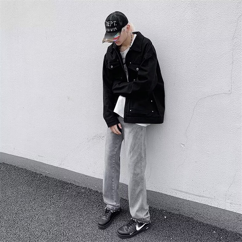牛仔裤男款秋冬直筒裤潮流潮牌美式高街vibe窄版裤子S23008-p56,男装牛仔裤,星座1008-2