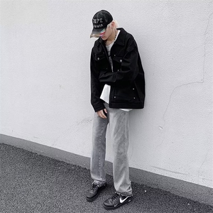 牛仔裤男款秋冬直筒裤潮流潮牌美式高街vibe窄版裤子S23008-p56图片