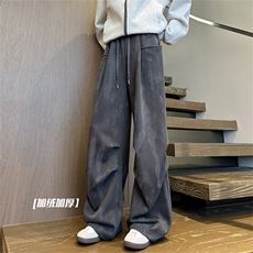 XZ616秋冬重磅加绒加厚水洗满印肌理感百搭长裤TY1187P75控88，男装休闲裤，星座512A（原616）