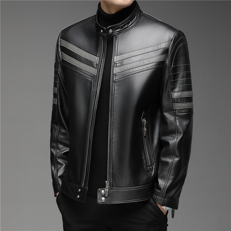 X8002秋冬新款海宁皮衣男士牛皮夹克外套立领P770，男装皮衣，电商B360