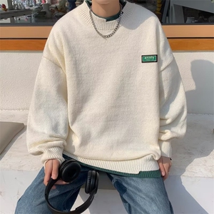 假两件毛衣男春款加厚潮牌痞帅打底针织衫宽松慵懒风外套9981 P45图片