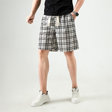 YK86081-P20聚酯纤维cleanfit黑白格子短裤男款夏季薄款，男装牛仔裤，电商A086-1