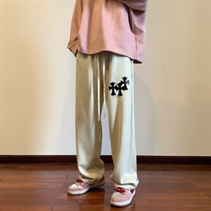 秋季新款高街麂皮绒十字架贴标休闲裤M~5XL XZ604-KP85-P55控68图片