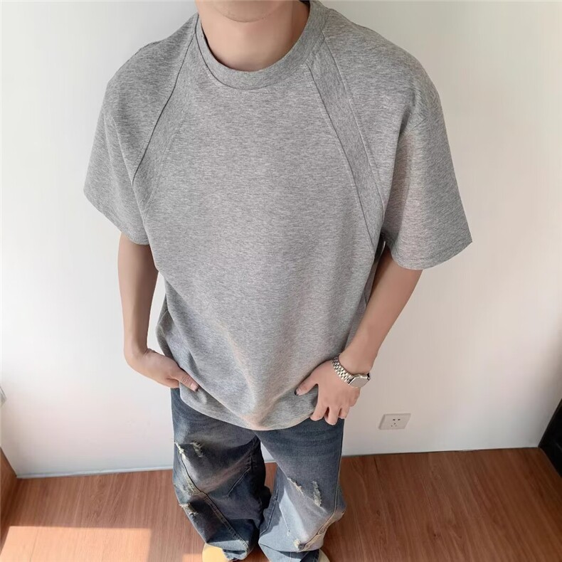 美式高街短袖男新款夏季正肩百搭宽松圆领T恤TA740-P30,男装T恤,星座208-5