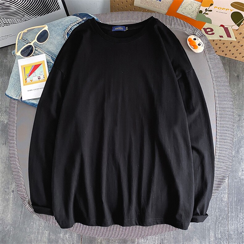 21早春新品情侣纯色长袖T恤男女士打底衫圆领纯棉A158-T88889-P21，男装T恤，电商A158-1