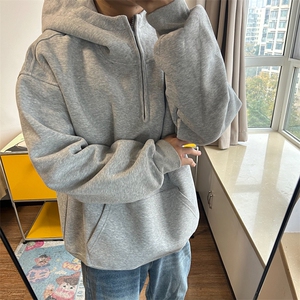 抖音得物高品质二开 25秋冬美式重磅宽松纯色连帽拉链高领卫衣W65图片
