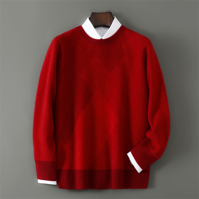 2025百搭时尚简约圆领长袖羊毛衫，男装羊毛衫，千国羊绒