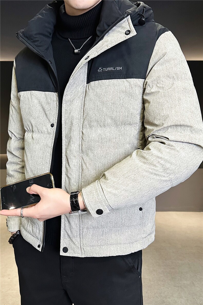 标50绒羽绒服男冬季2025新款连帽拼接外套A313-2633-P225,男装羽绒服,电商A313