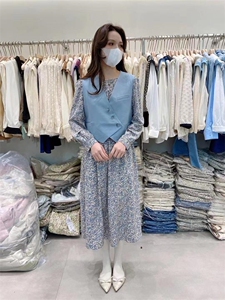 夏装新碎花连衣裙两件套图片