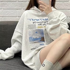 美式复古花灰色印花短袖t恤女夏季新款宽松ins潮设计感小众上衣图片