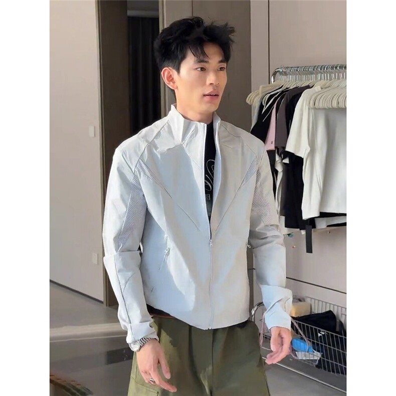 黑色速干立领防晒衣男款夏季轻薄高级感钓鱼服外套冰丝骑行服夹克，男装防晒衣，星座1210-1