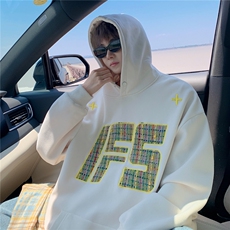重磅贴布刺绣卫衣大码春秋连帽衫硬挺外套美式休闲上衣WY9108/P65，女装短外套，电商B238