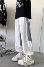 8XL-M束脚运动裤男士宽松百搭潮拼接休闲卫裤加肥加大码K969p35，男装休闲裤，电商D206-1