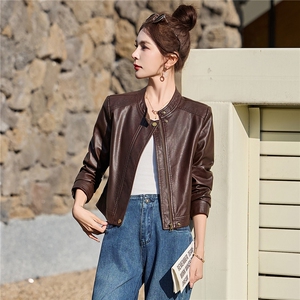 2026年春季新款现货时尚潮流高品质皮衣小外套机车服女装图片