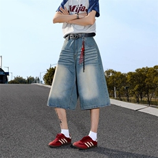 2025夏装宽松猫须水洗时尚牛仔七分裤212-1-QNK511-P40，男装牛仔裤，星座212-1
