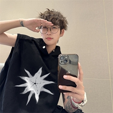 麂皮绒连帽背心坎肩男T恤美式港风JLB439-P30控48，男装背心/马甲，电商B370