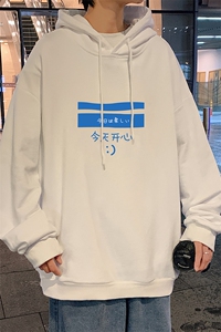 WY2033-P35 加绒款-P40 纯棉连帽卫衣男大码运动帽衫宽松薄外套男图片