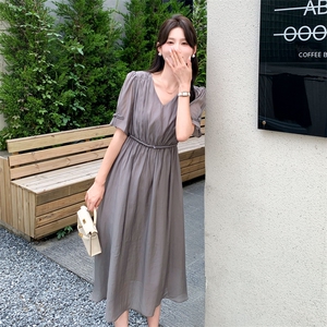 现货主推2024天丝棉连衣裙女高级感仙气精致收腰显瘦连衣裙图片