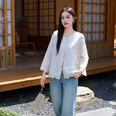 天丝短外套女2025夏装新款刺绣洋气高级感防晒衣九分袖小衫，女装短外套，2C091
