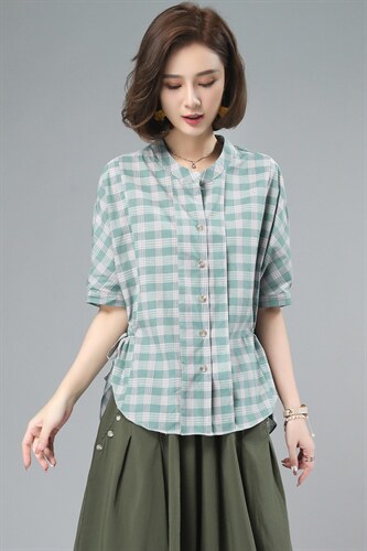 高端棉麻女夏季休闲2025新款时尚减龄太洋气小个子，女装衬衫，奕阳依阁