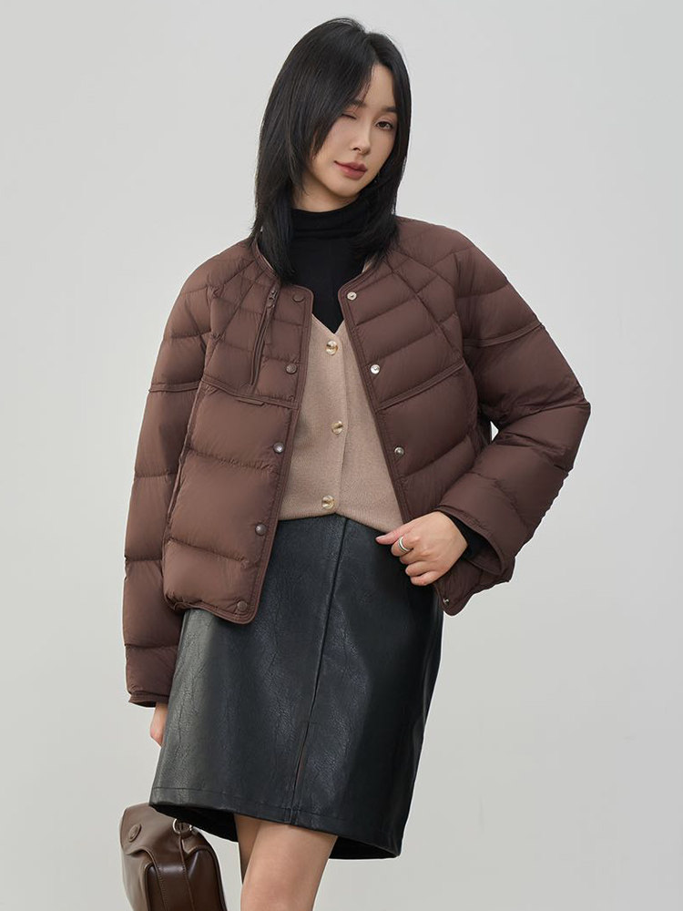 现货2025年冬季新款90白鸭绒休闲风简约时尚羽绒服女外套,女装羽绒服,阳光伊恋