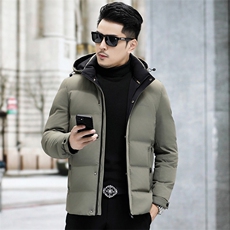 B8923钱塘2020-3新款时尚连帽冬季厚款简约中年男士羽绒服P228，男装羽绒服，钱塘207-3