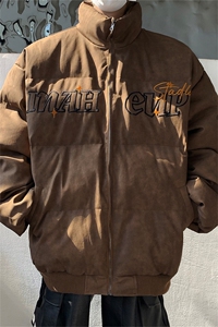 复古刺绣PU皮羽绒服棉服男女冬季加厚oversize宽松皮衣外套ins潮图片