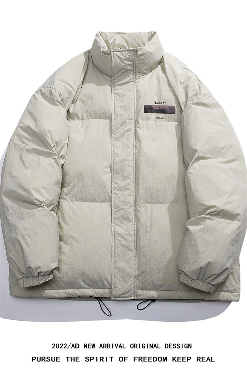 白鸭绒白底冬季新款字母印花立领羽绒服外套YR186P195控258,男装羽绒服,电商A247-1