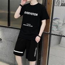短裤男士2021新款夏装运动休闲宽松中裤韩版短袖t恤套装T722-P35，男装套装，星座1206（原A206）