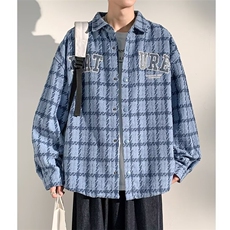 小香风格子外套男春秋季翻领夹克港风潮流宽松情侣衣服JK2301/P52，男装夹克，星座506