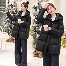 90白鸭绒羽绒服女2025冬季新款中长款连帽加厚宽松保暖羽绒外套，女装羽绒服，美沁