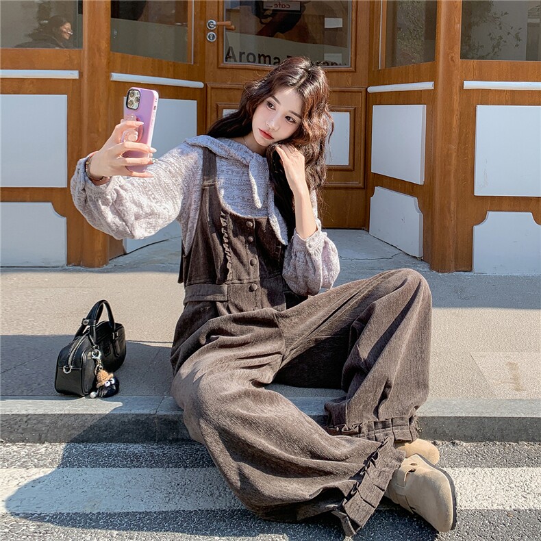 新款兔耳朵上衣背带裤套装1522-P195K298,女装套装/套裙,2C332