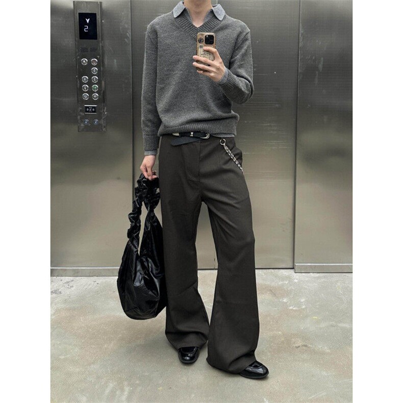 【有货】M017LL-特P60 假两件V领毛衣男翻领针织衫外套图片