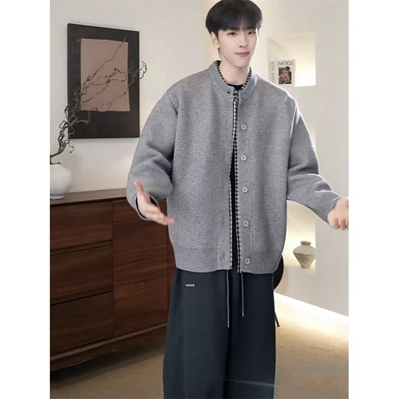 价格可谈抖音假两件重磅毛衣高支高密开衫针织衫86337-P110，男装针织衫/毛衣，星座1012-1