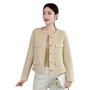 时尚百搭羊毛女士双面呢外套 优雅显瘦短款设计秋冬图片