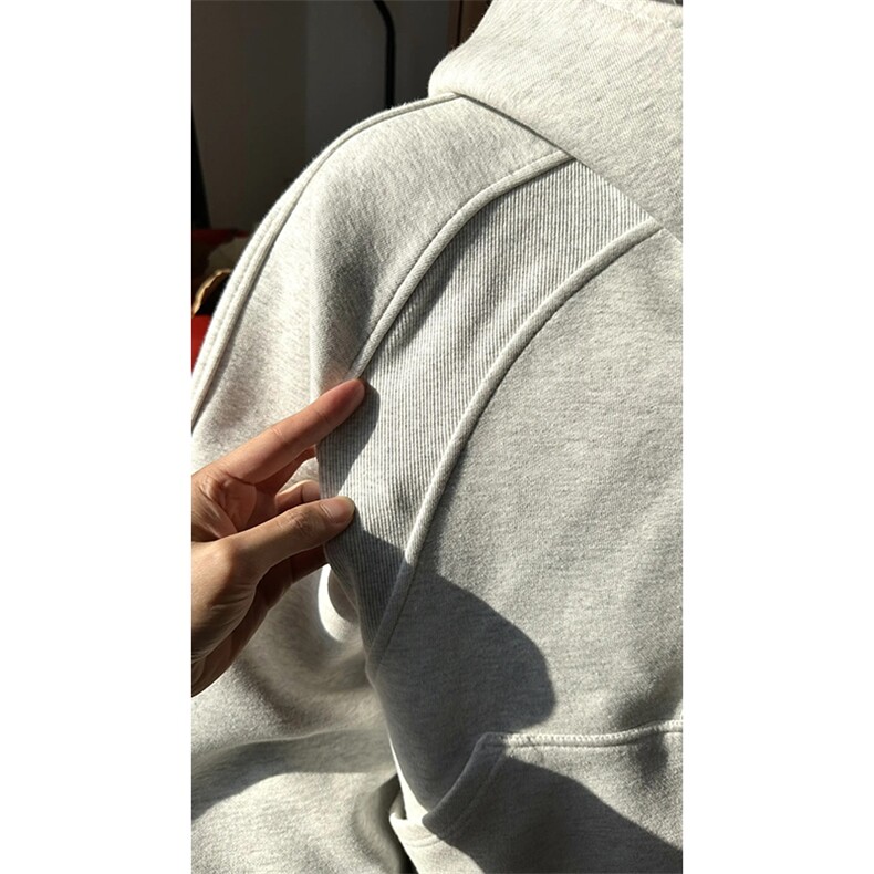抖音得物高品质二开26春装重磅宽松结构拉链设计高领连帽卫衣W76,男装卫衣,电商A486