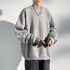 抖音得物高品质二开支持退换25秋冬全棉宽松圆领纯色卫衣HM07，男装卫衣，电商A486