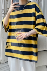 港风条纹短袖T恤潮牌夏季大码休闲男款号T9104P30【特价】，男装T恤，电商A007