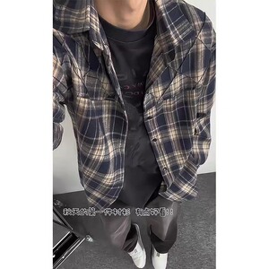 格子衬衫长袖2025新款春秋季简约外套上衣衬衣宽松休闲CSA334-P46图片