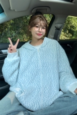 新款外套韩版oversize针织秋装男女同款连帽开衫卫衣HY629P75，女装短外套，电商A102B