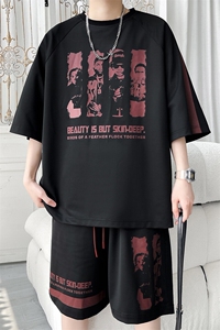 2025 夏季新款 旋律风车大码冰丝印花短袖套装M-5X HQ25585-P60图片