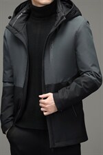 灰鸭绒中青年可托拆卸帽休闲羽绒服冬季保暖上衣ZSab21006-P285图片