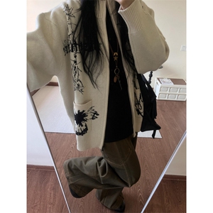【有货】手稿印花开衫毛衣男宽松慵懒风针织衫外套MY133LL-P65图片